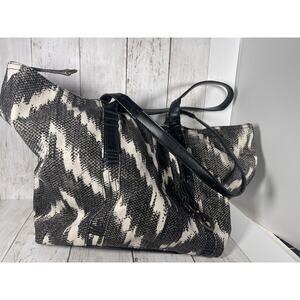 Lucky brand Shoulder Women Bag Zig Zag Zebra Canvas Pattern